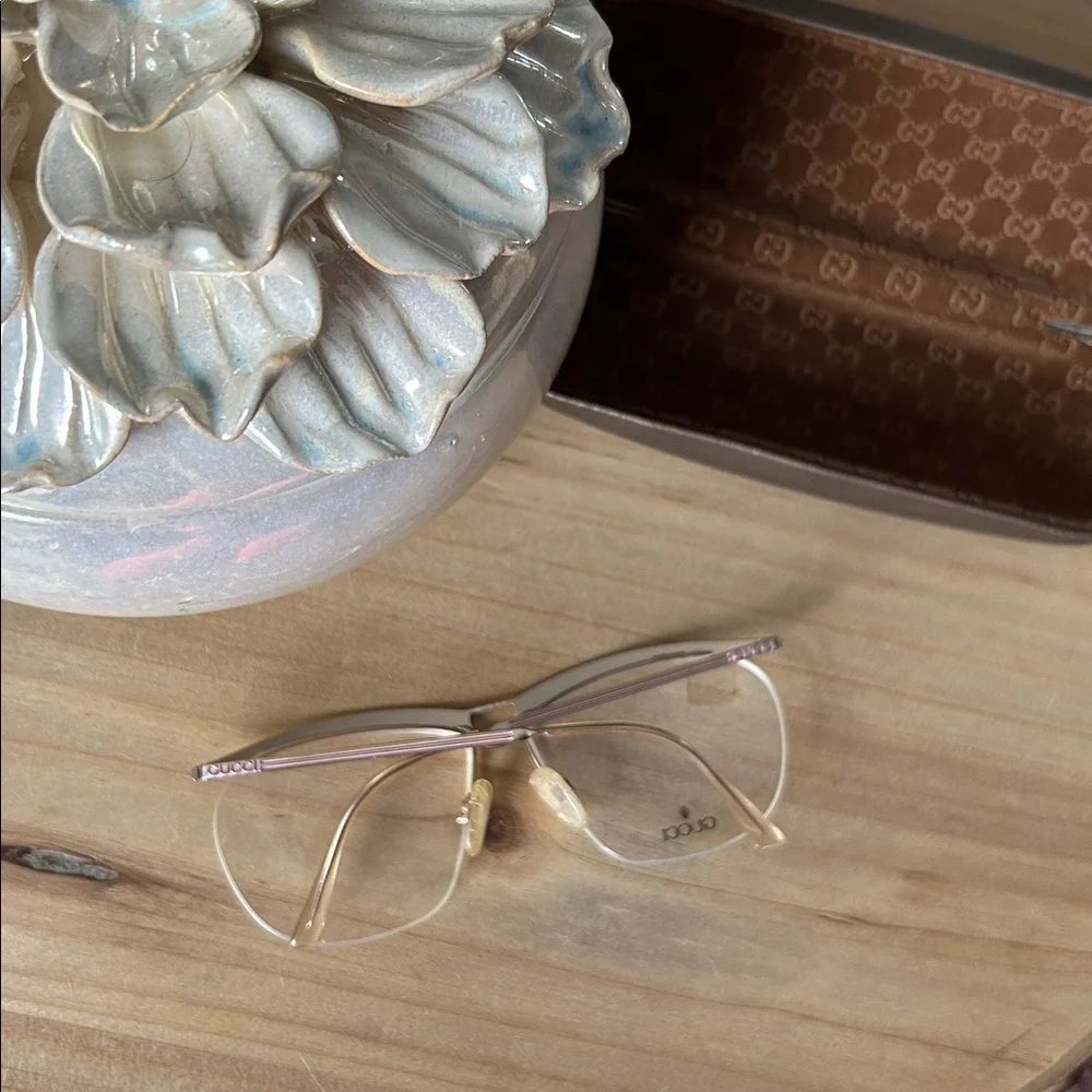 Gucci Vintage GG2229 25L 60mm Gold Oversized Half-Rim Eyeglasses Italy 135